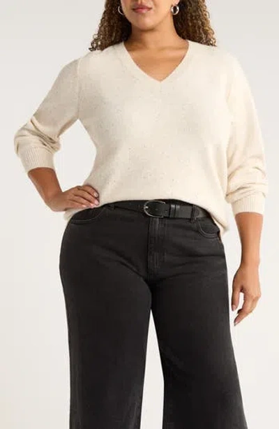 Caslon ® Sequin V-neck Sweater In White