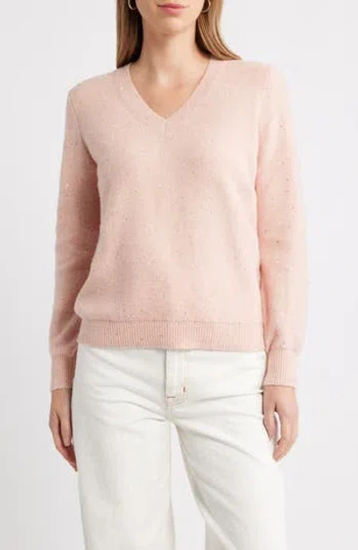 Caslon ® Sequin V-neck Sweater In Pink