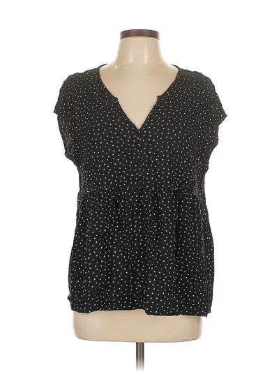 Pre-owned Caslon Short Sleeve Blouse In Black