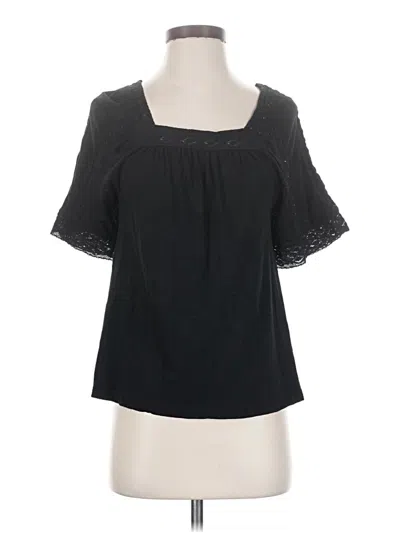 Pre-owned Caslon Short Sleeve Blouse In Black