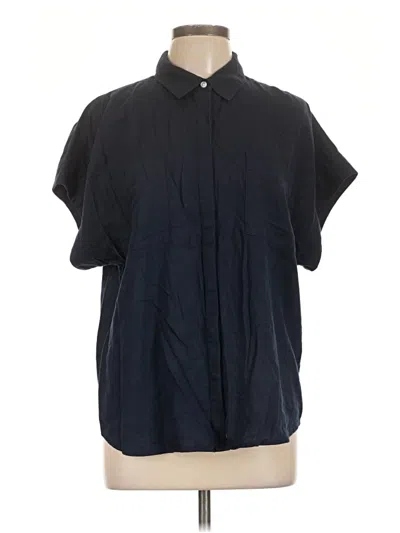 Pre-owned Caslon Short Sleeve Blouse In Black