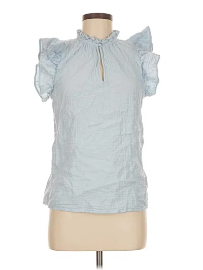Pre-owned Caslon Short Sleeve Blouse In Blue