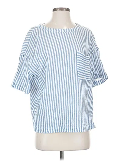 Pre-owned Caslon Short Sleeve Blouse In Blue