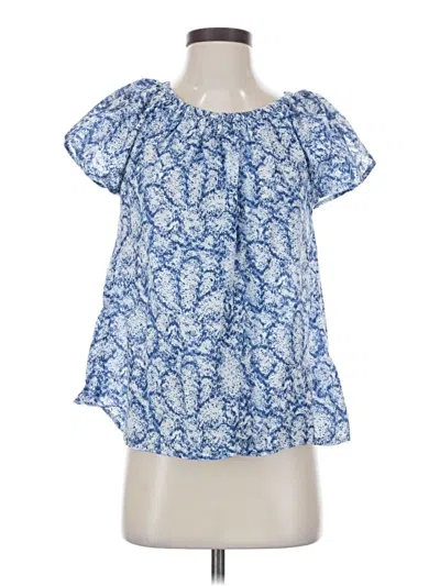 Pre-owned Caslon Short Sleeve Blouse In Blue