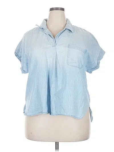 Pre-owned Caslon Short Sleeve Blouse In Blue