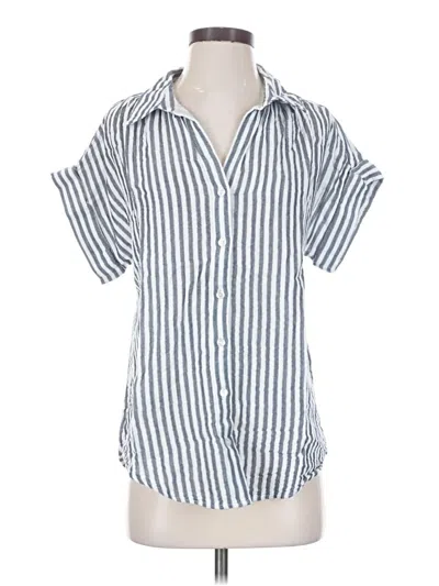 Pre-owned Caslon Short Sleeve Blouse In Blue