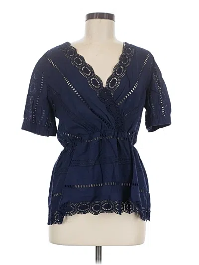 Pre-owned Caslon Short Sleeve Blouse In Blue