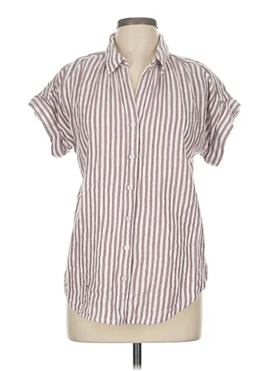 Pre-owned Caslon Short Sleeve Blouse In Burgundy