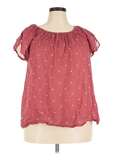 Pre-owned Caslon Short Sleeve Blouse In Burgundy