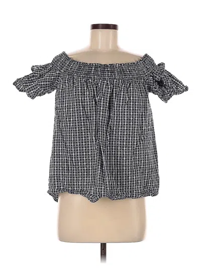 Pre-owned Caslon Short Sleeve Blouse In Gray