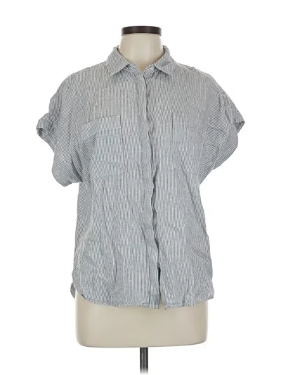 Pre-owned Caslon Short Sleeve Blouse In Gray