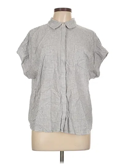 Pre-owned Caslon Short Sleeve Blouse In Gray