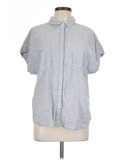 Pre-owned Caslon Short Sleeve Blouse In Gray