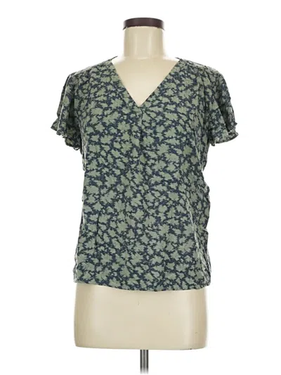 Pre-owned Caslon Short Sleeve Blouse In Green