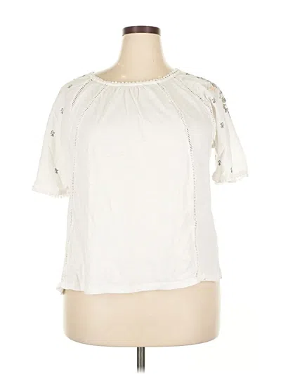 Pre-owned Caslon Short Sleeve Blouse In White