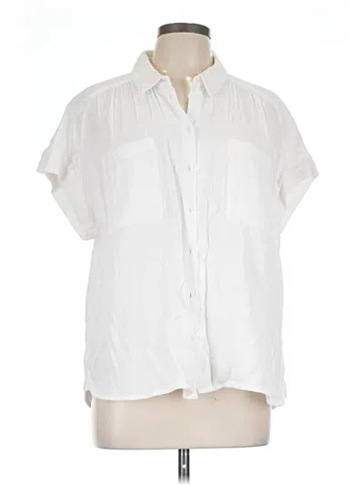 Pre-owned Caslon Short Sleeve Blouse In White