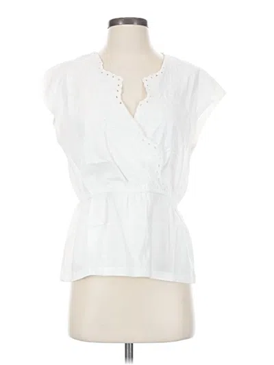 Pre-owned Caslon Short Sleeve Blouse In White