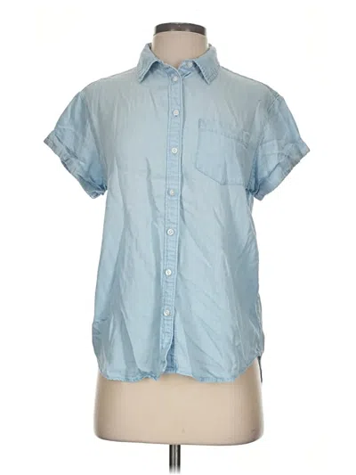 Pre-owned Caslon Short Sleeve Button Down Shirt In Blue