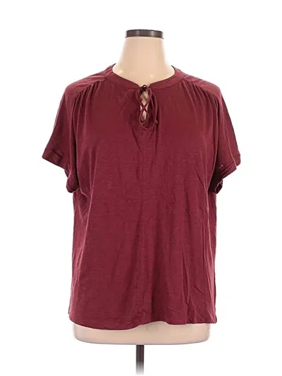 Pre-owned Caslon Short Sleeve Henley Shirt In Burgundy