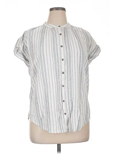 Pre-owned Caslon Short Sleeve Henley Shirt In Silver