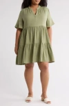 Caslon ® Short Sleeve Tiered Babydoll Dress