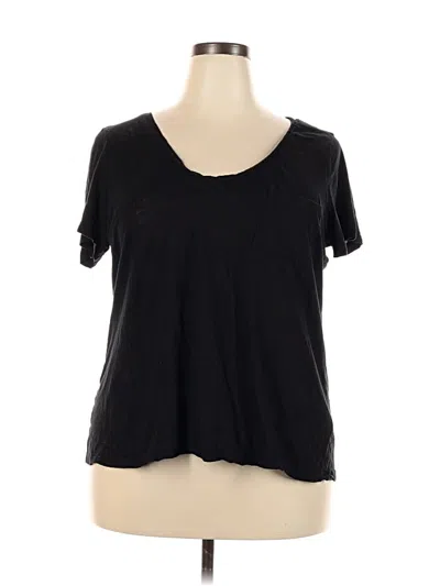 Pre-owned Caslon Short Sleeve Top Black Scoop Neck Tops