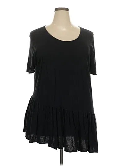 Pre-owned Caslon Short Sleeve Top Black Scoop Neck Tops