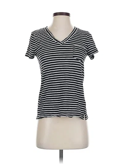 Pre-owned Caslon Short Sleeve Top Black V Neck Tops