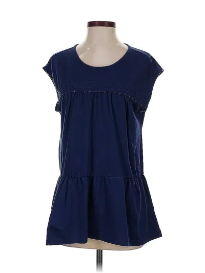 Pre-owned Caslon Short Sleeve Top Blue Scoop Neck Tops