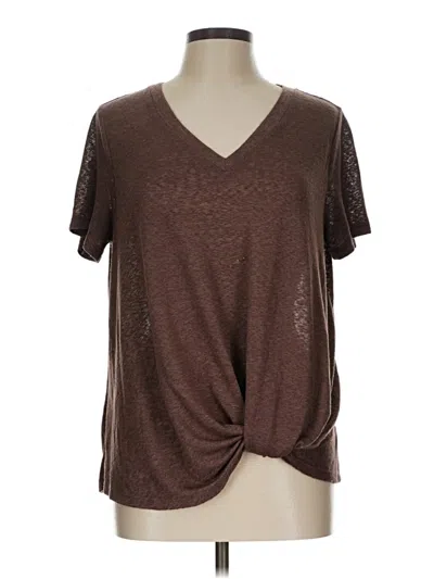 Pre-owned Caslon Short Sleeve Top Brown V-neck Tops