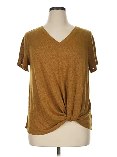 Pre-owned Caslon Short Sleeve Top Brown V-neck Tops