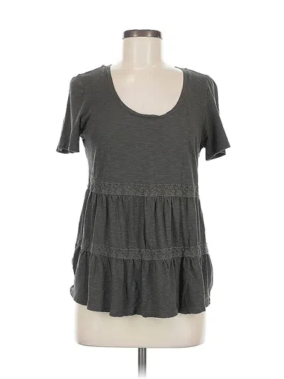 Pre-owned Caslon Short Sleeve Top Gray Scoop Neck Tops