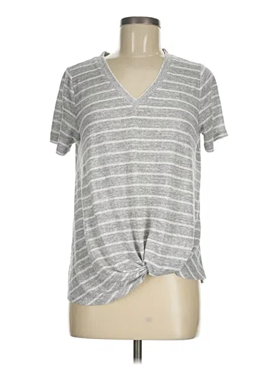 Pre-owned Caslon Short Sleeve Top Gray V Neck Tops