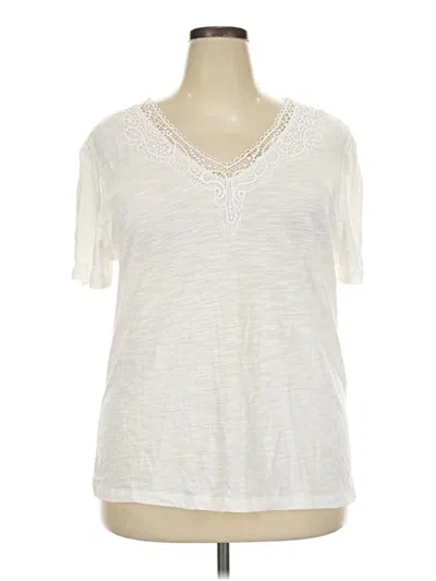 Pre-owned Caslon Short Sleeve Top Ivory V-neck Tops