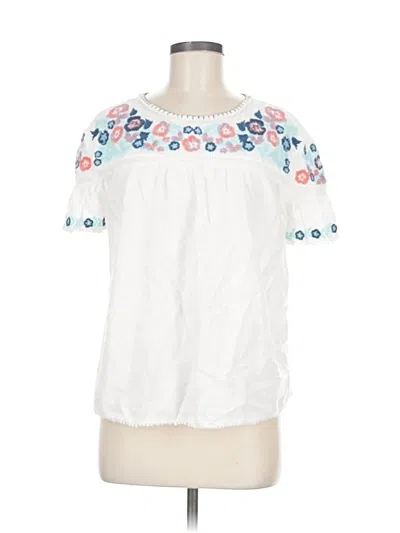 Pre-owned Caslon Short Sleeve Top White Cold Shoulder Neckline Tops