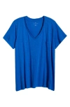 Caslon Short Sleeve V-neck T-shirt In Blue Marmara- White Brooke Stp