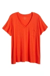 Shop Caslon (r) Short Sleeve V-neck T-shirt In Red Grenadine