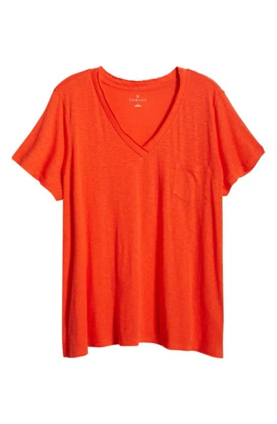 Caslon Short Sleeve V-neck T-shirt In Red Grenadine