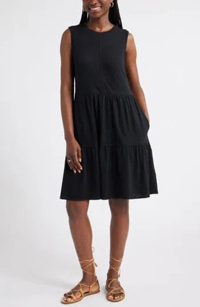 Caslon ® Sleeveless Tiered Jersey Dress In Black