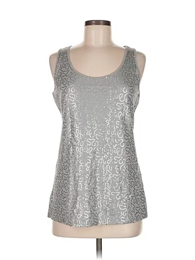 Pre-owned Caslon Sleeveless Top Silver Metallic Pattern Scoop Neck Tops