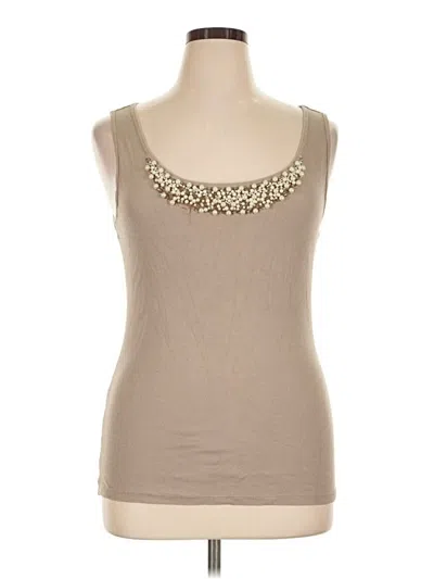 Pre-owned Caslon Sleeveless Top Tan Scoop Neck Tops