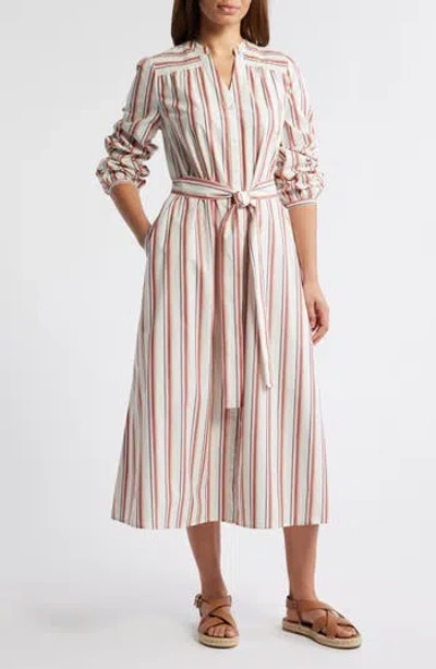 Caslon ® Smocked Shoulder Long Sleeve Cotton Midi Dress In Neutral