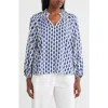 Caslon ® Smocked Split Neck Top In Blue