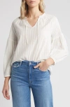 Caslon ® Smocked Swiss Dot Peasant Top In Ivory Cloud