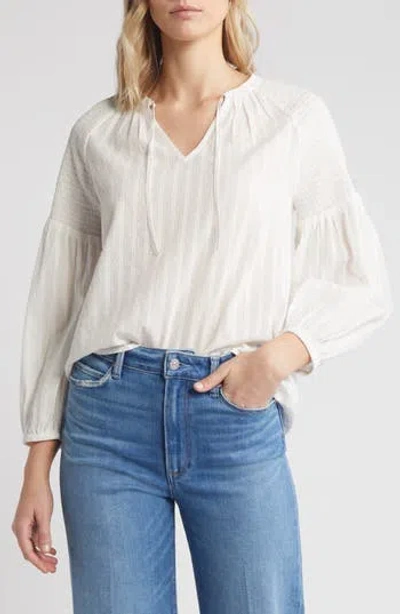 Caslon ® Smocked Swiss Dot Peasant Top In Ivory Cloud