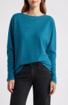 Caslon ® Snap Cuff Dolman Sleeve Rib Top In Teal Coral