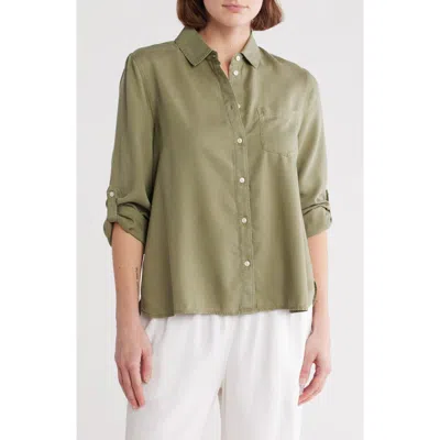 Caslon ® Split Back Tencel® Lyocell Button-up Shirt In Olive Acorn