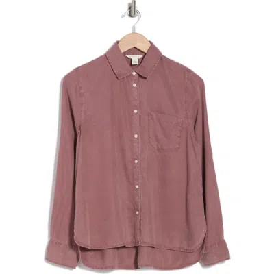 Caslon ® Split Back Tencel® Lyocell Button-up Shirt In Purple Taupe
