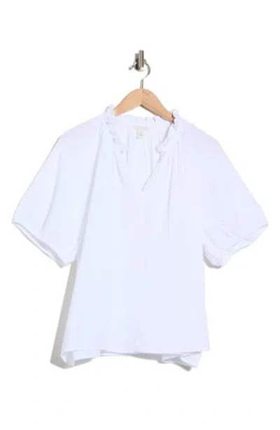 Caslon ® Split Neck Short Sleeve Cotton Gauze Top In White