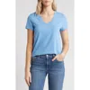 Caslon ® Stretch Cotton Blend V-neck T-shirt In Blue Lake